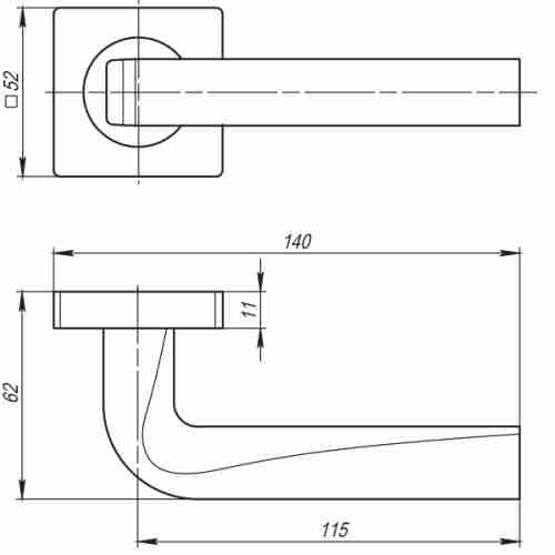 Комплект на 2 двери - Ручка дверная межкомнатная Armadillo KEA SQ001-21SN-3 матовый никель